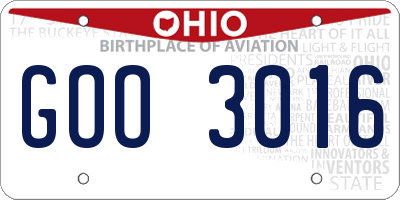 OH license plate GOO3016
