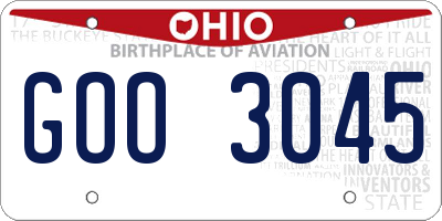 OH license plate GOO3045