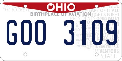 OH license plate GOO3109