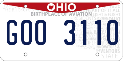 OH license plate GOO3110