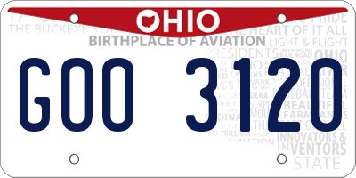 OH license plate GOO3120