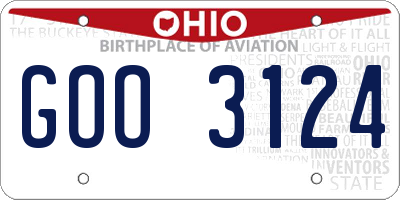 OH license plate GOO3124