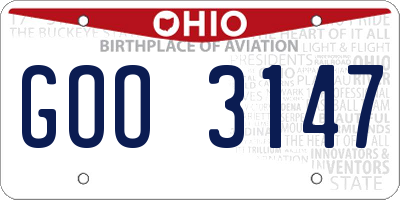 OH license plate GOO3147