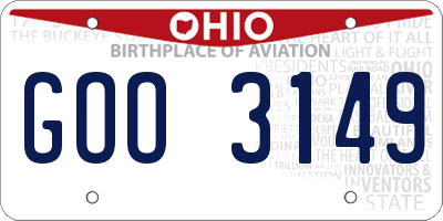 OH license plate GOO3149