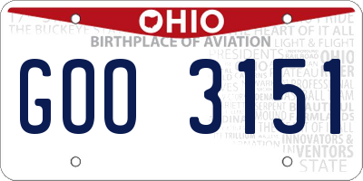 OH license plate GOO3151