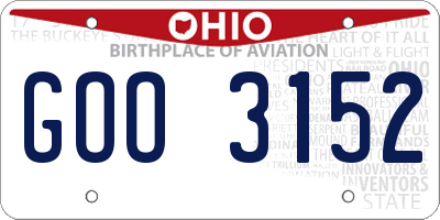 OH license plate GOO3152