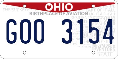 OH license plate GOO3154