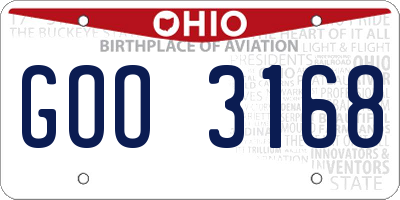 OH license plate GOO3168