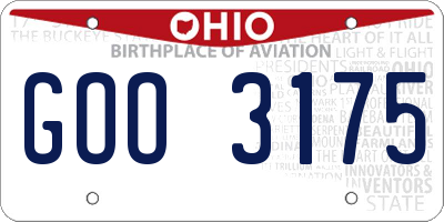 OH license plate GOO3175