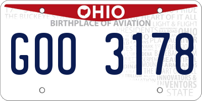 OH license plate GOO3178