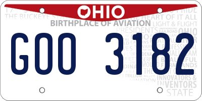 OH license plate GOO3182