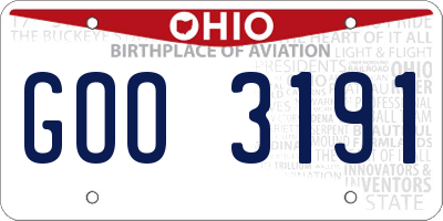 OH license plate GOO3191