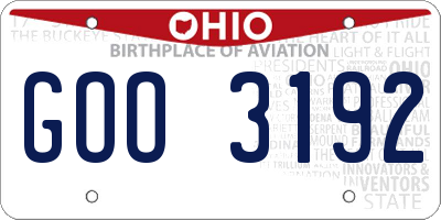 OH license plate GOO3192