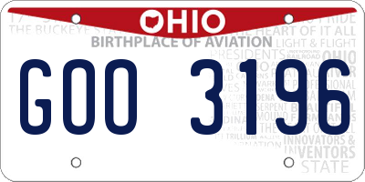 OH license plate GOO3196