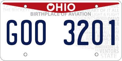 OH license plate GOO3201
