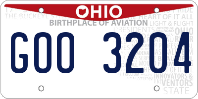 OH license plate GOO3204