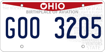 OH license plate GOO3205