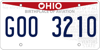 OH license plate GOO3210
