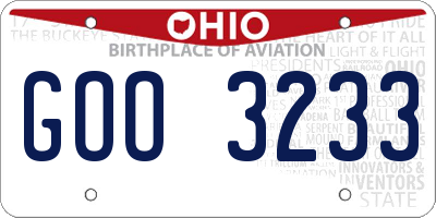 OH license plate GOO3233