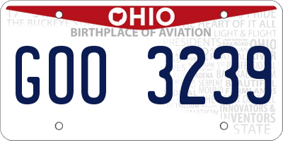 OH license plate GOO3239