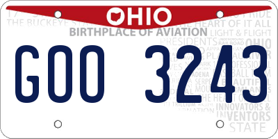OH license plate GOO3243
