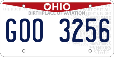 OH license plate GOO3256