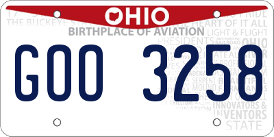 OH license plate GOO3258