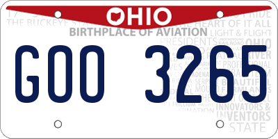 OH license plate GOO3265