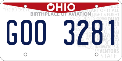 OH license plate GOO3281