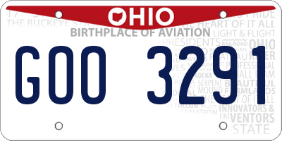 OH license plate GOO3291