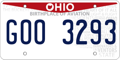 OH license plate GOO3293