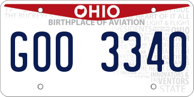 OH license plate GOO3340