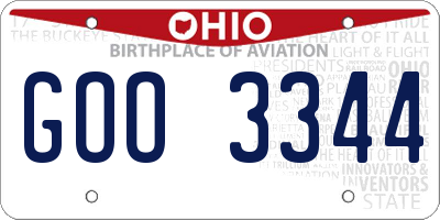 OH license plate GOO3344