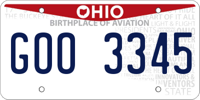 OH license plate GOO3345