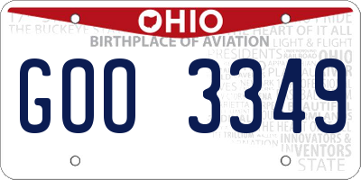 OH license plate GOO3349