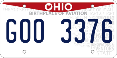 OH license plate GOO3376