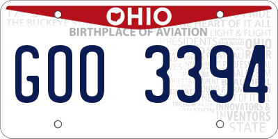 OH license plate GOO3394