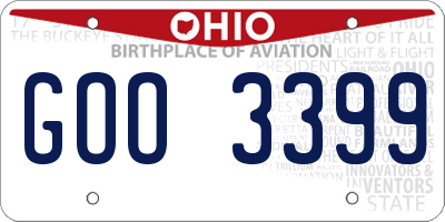 OH license plate GOO3399