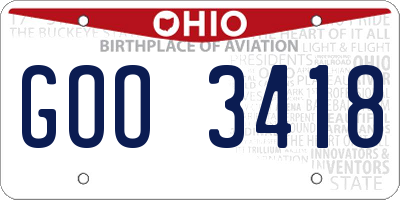 OH license plate GOO3418