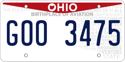 OH license plate GOO3475