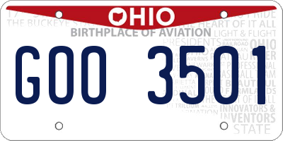 OH license plate GOO3501