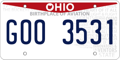 OH license plate GOO3531