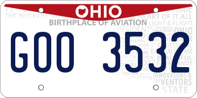 OH license plate GOO3532