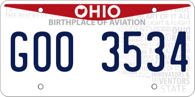 OH license plate GOO3534