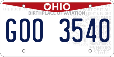 OH license plate GOO3540