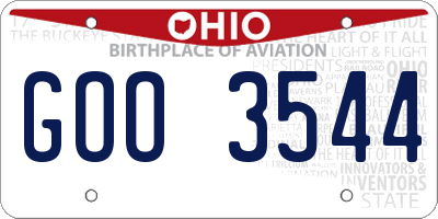 OH license plate GOO3544