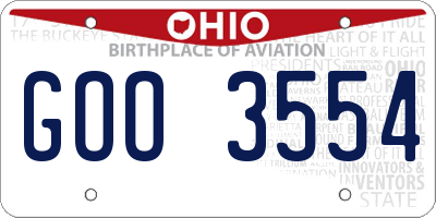 OH license plate GOO3554
