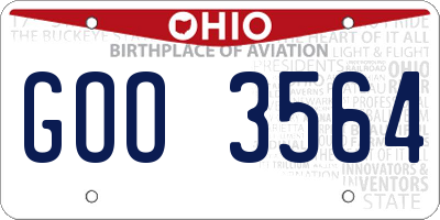 OH license plate GOO3564