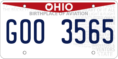 OH license plate GOO3565