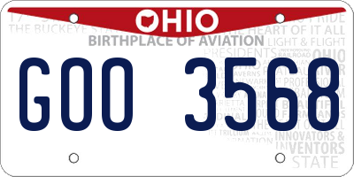 OH license plate GOO3568